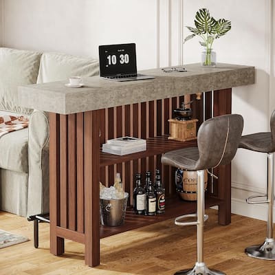 3 Tier Home Bar Unit, Mini Bar Table Height Pub Table with Footrest