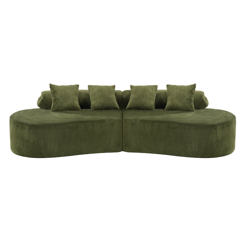 Modern And Simple Curved Flannelette Sofa.Creative Multi-Seater,With A Combination Of Pillows