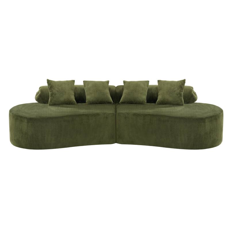 Plush Curved Sectional Sofa Cozy Modular Deep Seat Couch with Pillows