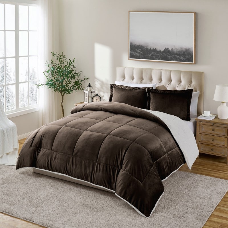 Swift Home Reversible Micromink and Sherpa Down Alternative Bedding Comforter Set