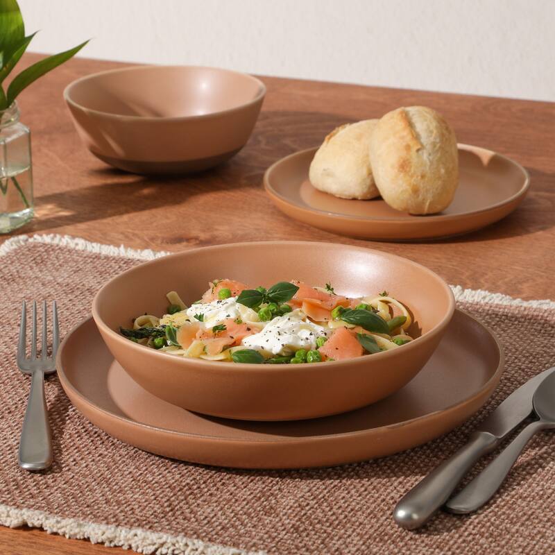Gibson Elite Laguna Bliss 16 Piece Stoneware Reactive Glaze (Service for 4) Ceramic Plates and Bowls Dinnerware Set