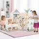 preview thumbnail 1 of 8, Wooden Corner Dollhouse Playset with 41 Pieces Accessories for Kids 3+ Years Old - 34" x 12.5" x 37" (L x W x H) Orange-Pink