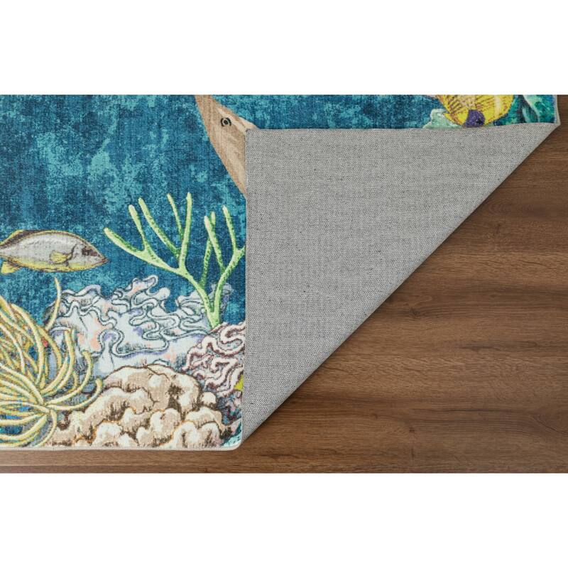 Kids Collection Dolphins and Corals Multi Color Area Rug