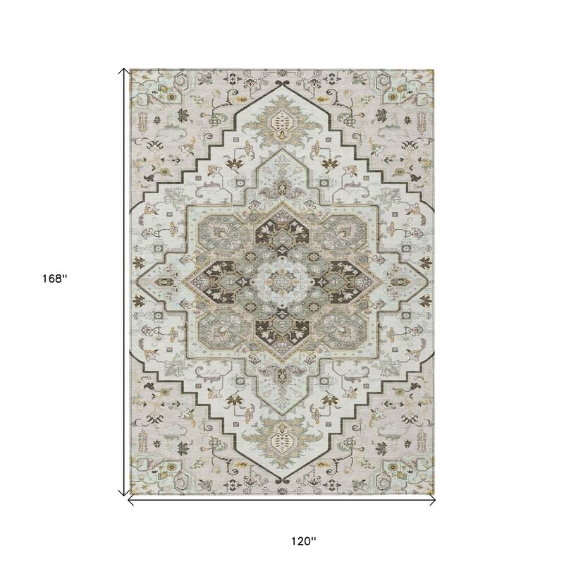 HomeRoots Oriental Traditional Rectangle Outdoor Rug