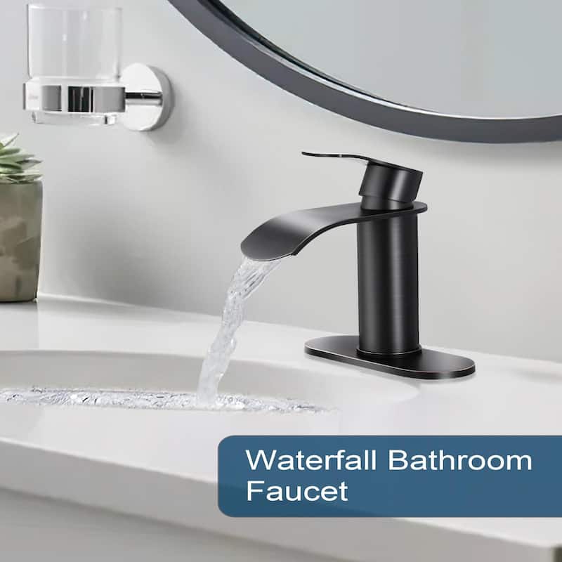 WOWOW Water Fall Bathroom Faucet with Deckplate Included