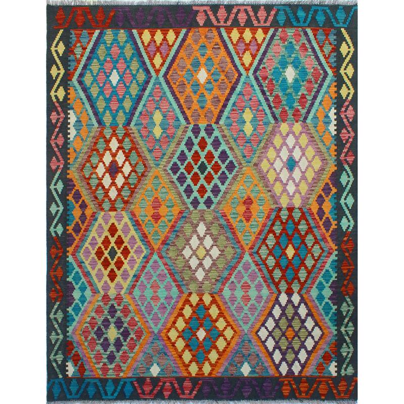 Flatweave Tahu Black/Red Rug - 5'1" x 6'9"
