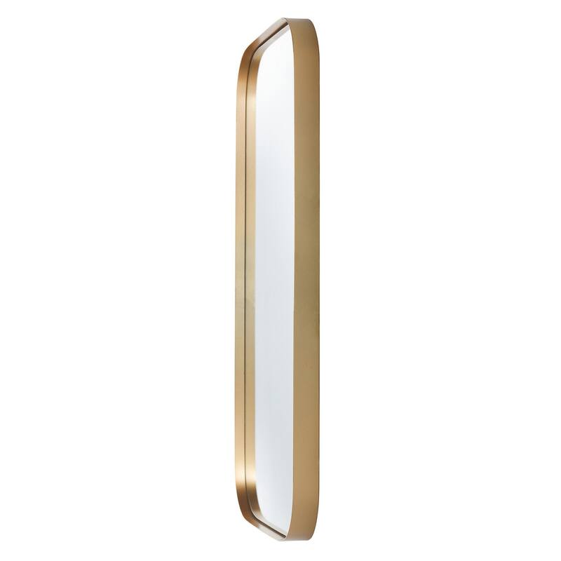 Minimalist Mirror - Curved Edge Rectangle Mirror - Gold Frame