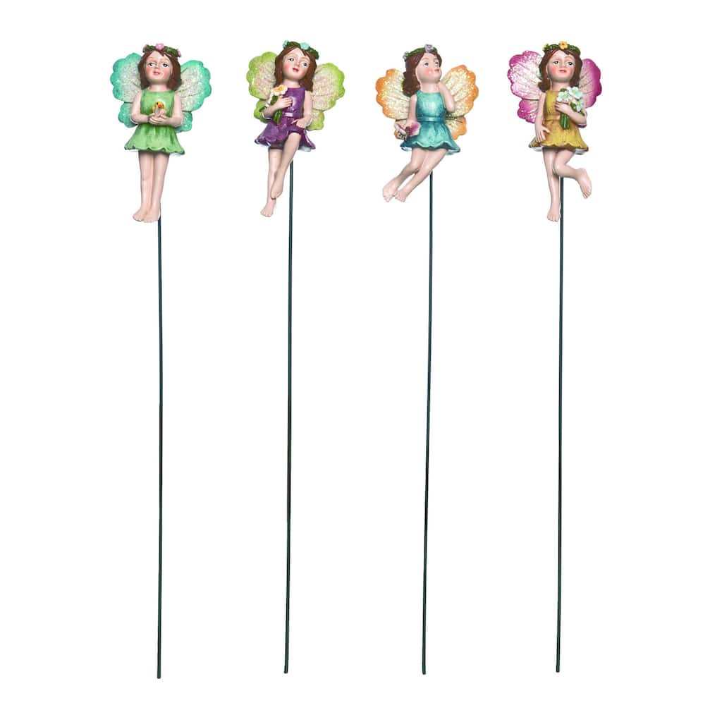Transpac Resin Fairy Garden Pick Set of 4 Spring Home Decorations