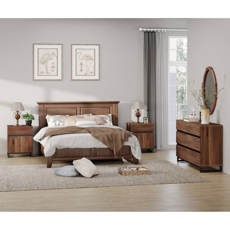 3-Piece Dresser And Nightstand Set, Dresser With 6 Drawers, 2 Nightstand for Bedroom, Bedroom Furniture Set - Brown - Full