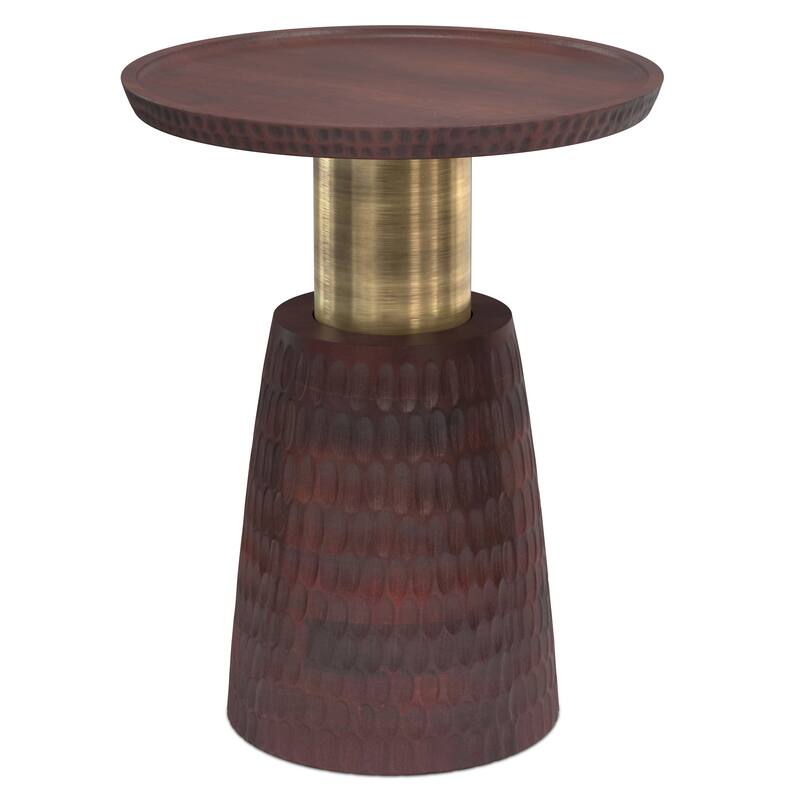 WYNDENHALL Violeta SOLID MANGO WOOD and Metal 16 inch Wide Round Contemporary Side Table - 16" d x 16" w x 20" h