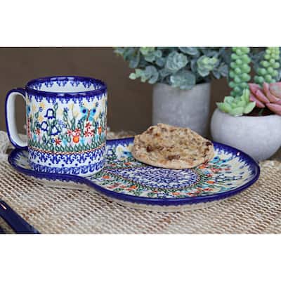 Blue Rose Polish Pottery 209-55 Vena Breakfast Plate & Mug