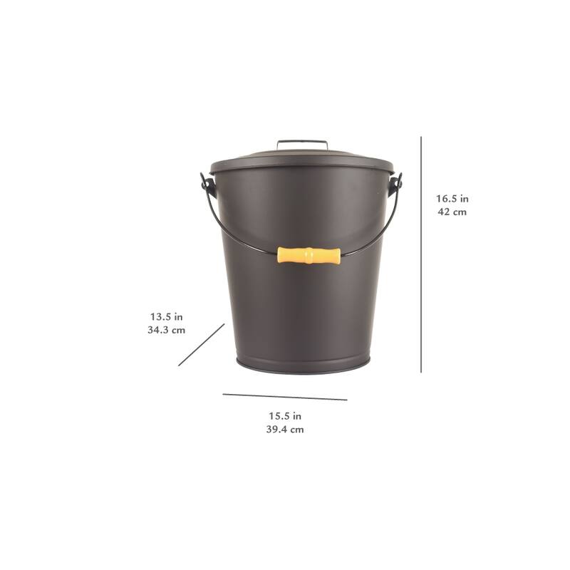Pleasant Hearth Classic Black Steel Ash Can with Handle