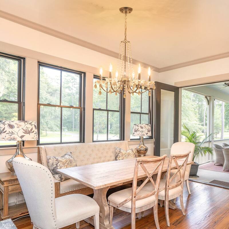 6-Light Classic Chandelier with Crystal Accents for Kitchen Study