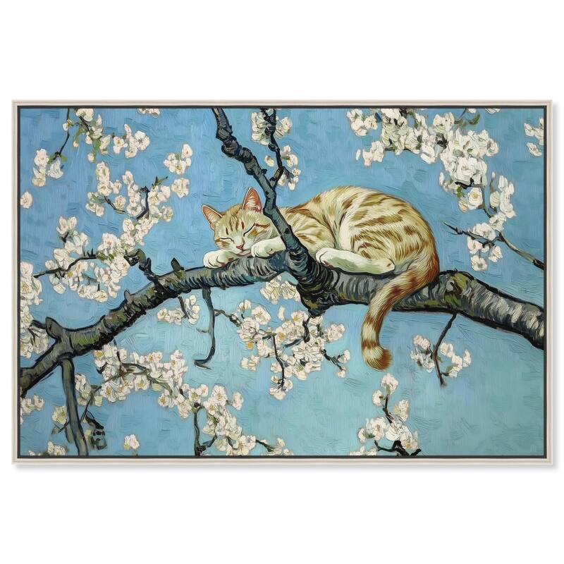 Autumn Blossom Kitten Canvas by Art Remedy - Silver - 54" x 36"