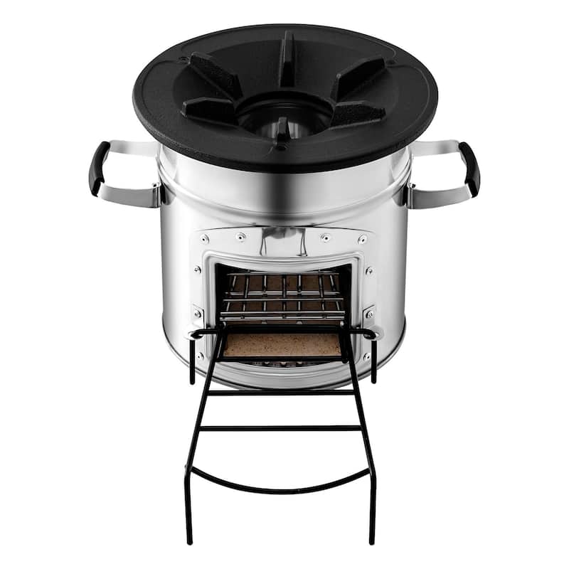 Portable Stainless Steel Rocket Stove for Camping, Wood Burning