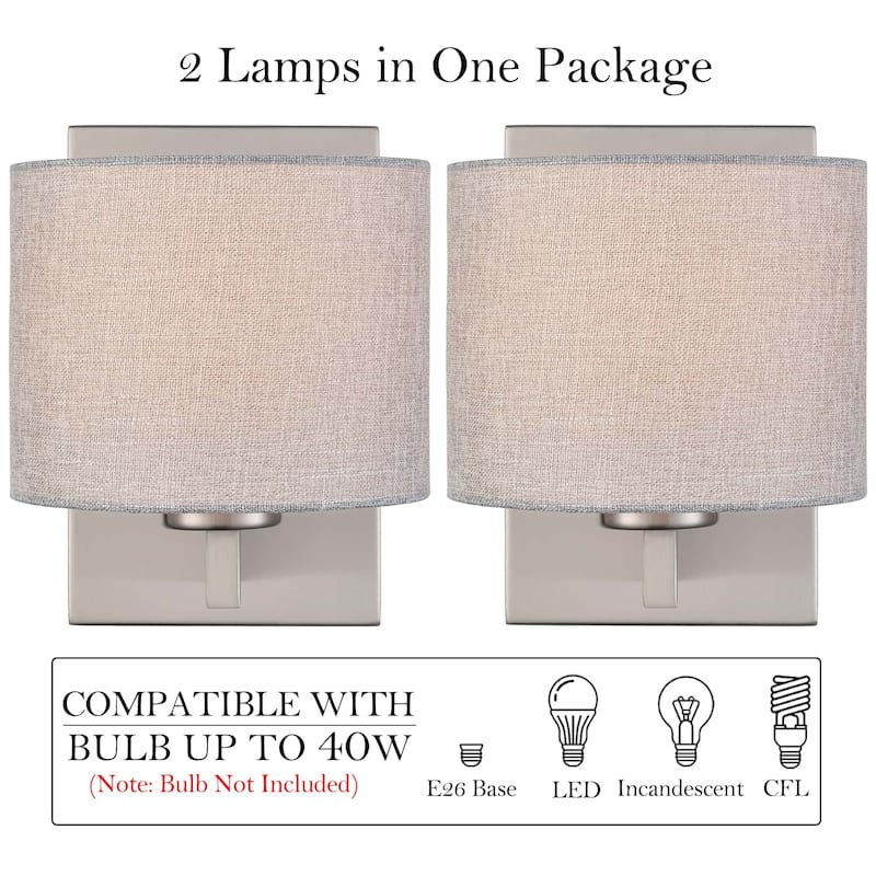 Sardinia Wall Sconces Fabric Shade Wall Lamps - Set of 2