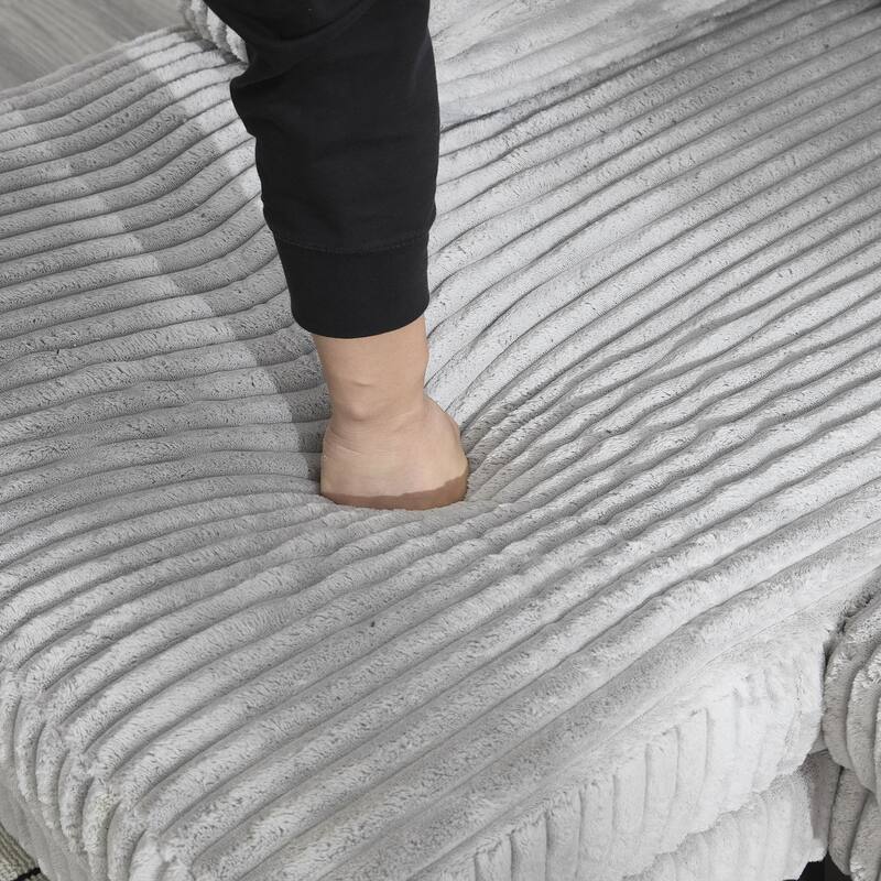 U-Shaped Modular Sectional Sofa with Double Chaise Lounge, Convertible Deep Seat Sleeper Sofa, Velvet Upholstered 4 Seater Sofa