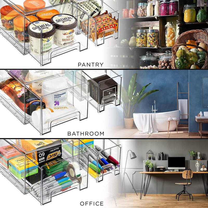 Sorbus Medium Clear Stackable Storage Drawers with Handles 2 Pack