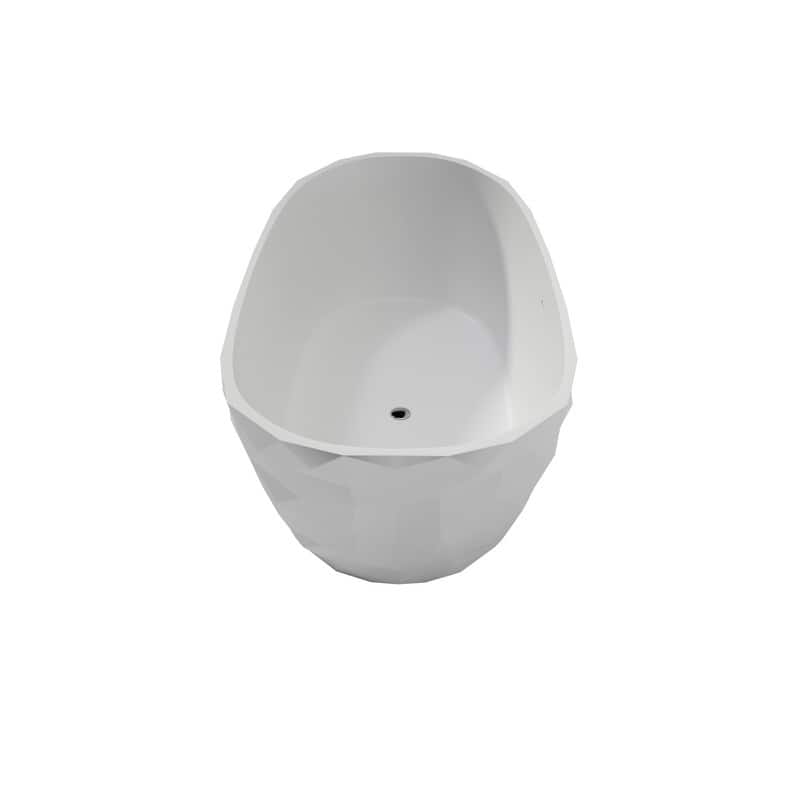 MEDUNJESS 64'' Freestanding Bathtub Solid Surface Soaking Tub