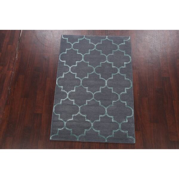 Hand Tufted Wool Silk Modern Trellis Oriental Area Rug Foyer Carpet 4 0 X 6 0 On Sale Overstock 31717313