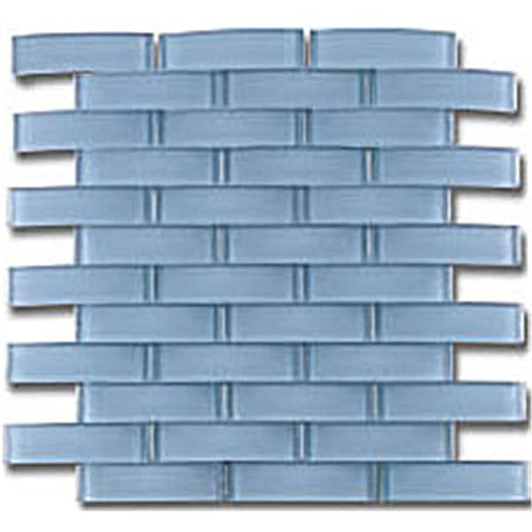 TileGen. Arched Bridge 3D 1" x 4" Glass Mosaic Tile in Powder Blue Wall Tile (6 sheets/5.76sqft.)