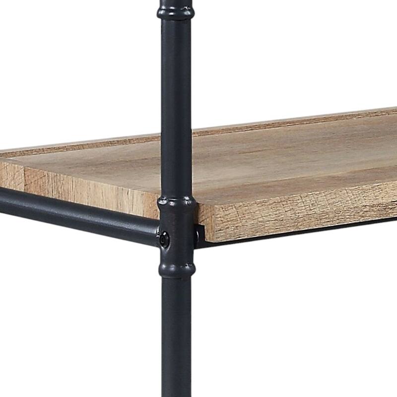 HomeRoots 65" Natural And Black Metal and Wood Five Tier Etagere Bookcase