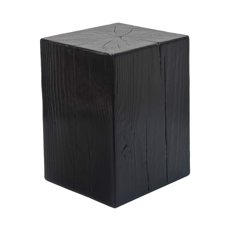Distressed Wood-Effect End Table • Square Column Design in Multi-Height Set • Weather-Resistant for Indoor & Outdoor Decor