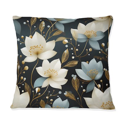 Designart "Ivory Elegant Floral Pattern" Floral Printed Throw Pillow