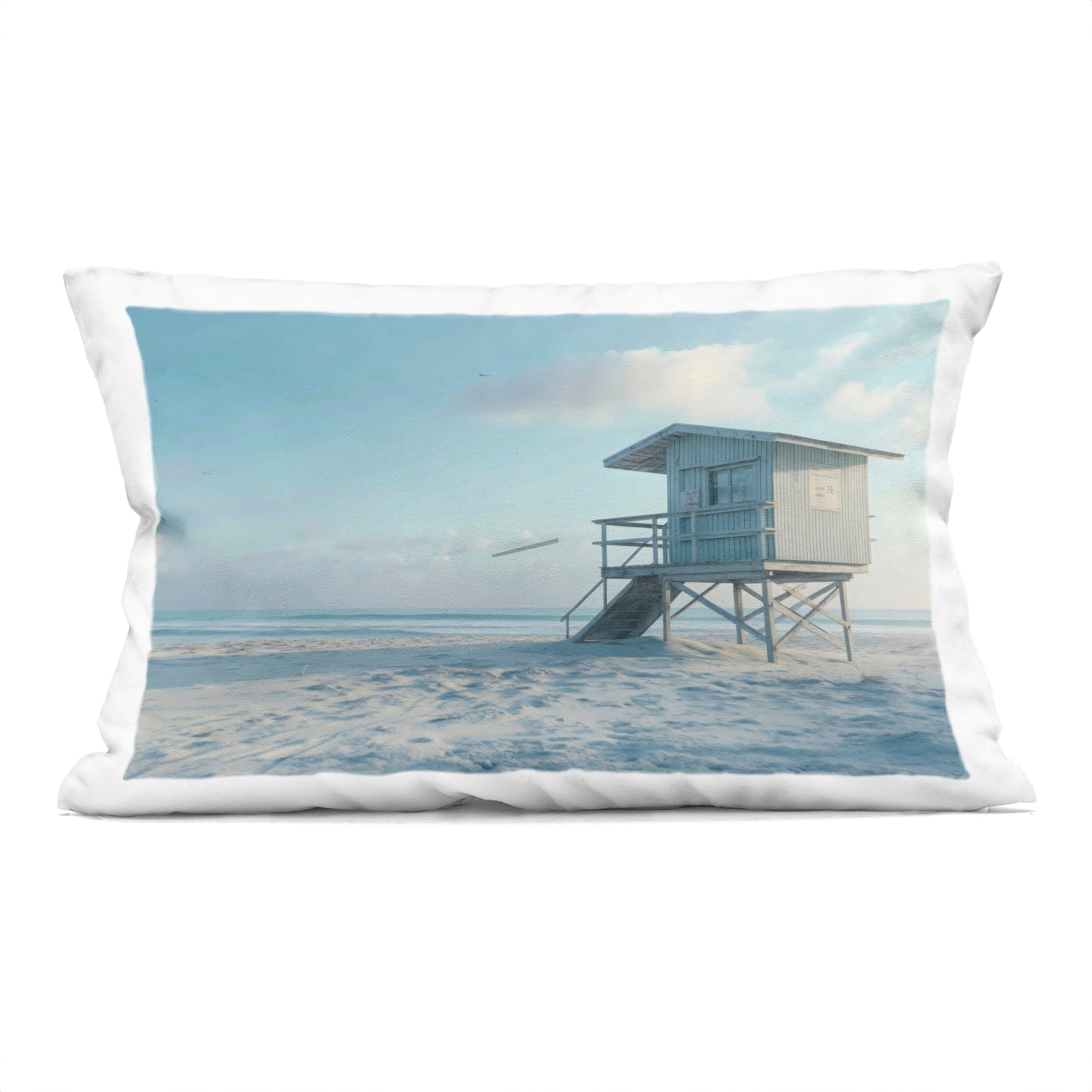 Stupell Blue And White Beach Scene Decorative Printed Throw Pillow Design By LSR Design Studio
