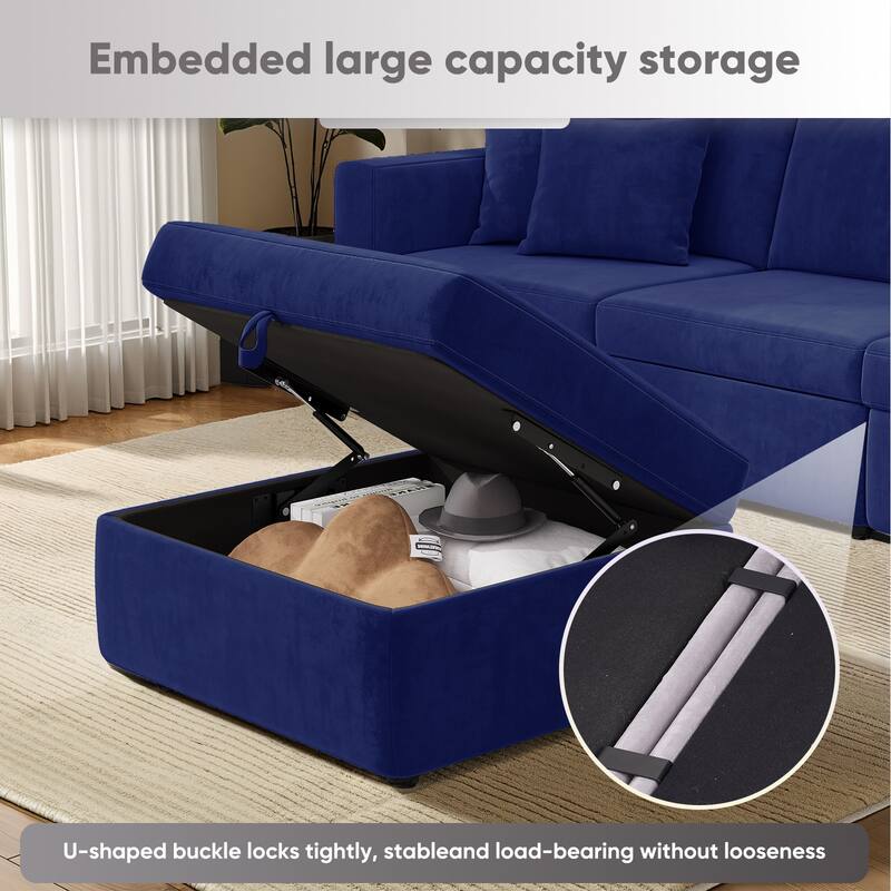 Pocassy Cloud Sectional Couch Upholstered Velvet Couches