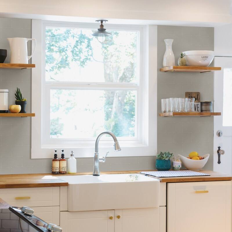 Chesapeake Freedom Grey Subway Tile Wallpaper - 20.5in x 396in x 0.025in