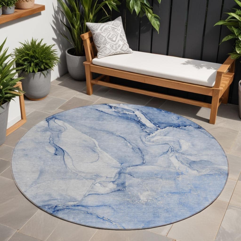 Damo Modern Art-Inspired Weather Resistant Versatile Elegance Round Outdoor Rug - 8' Round