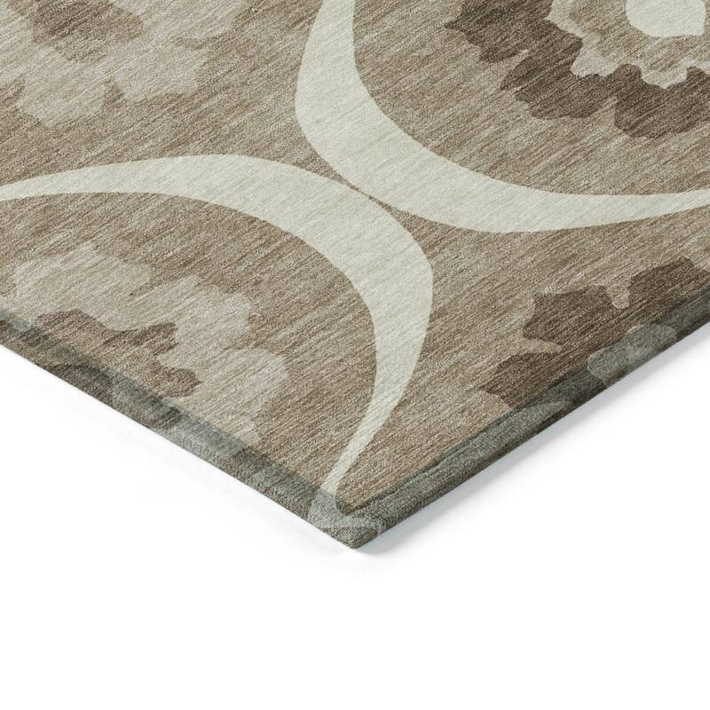 Machine Washable Indoor/ Outdoor Chantille Floral Geo Rug