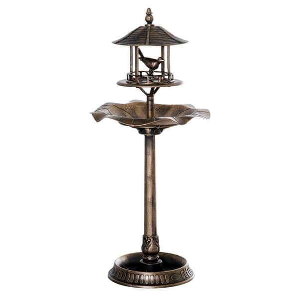 slide 2 of 15, Outsunny 3-in-1 Resin Free Standing Garden Pedestal Bird Bath Bowl Feeder Planter - Bronze Gold