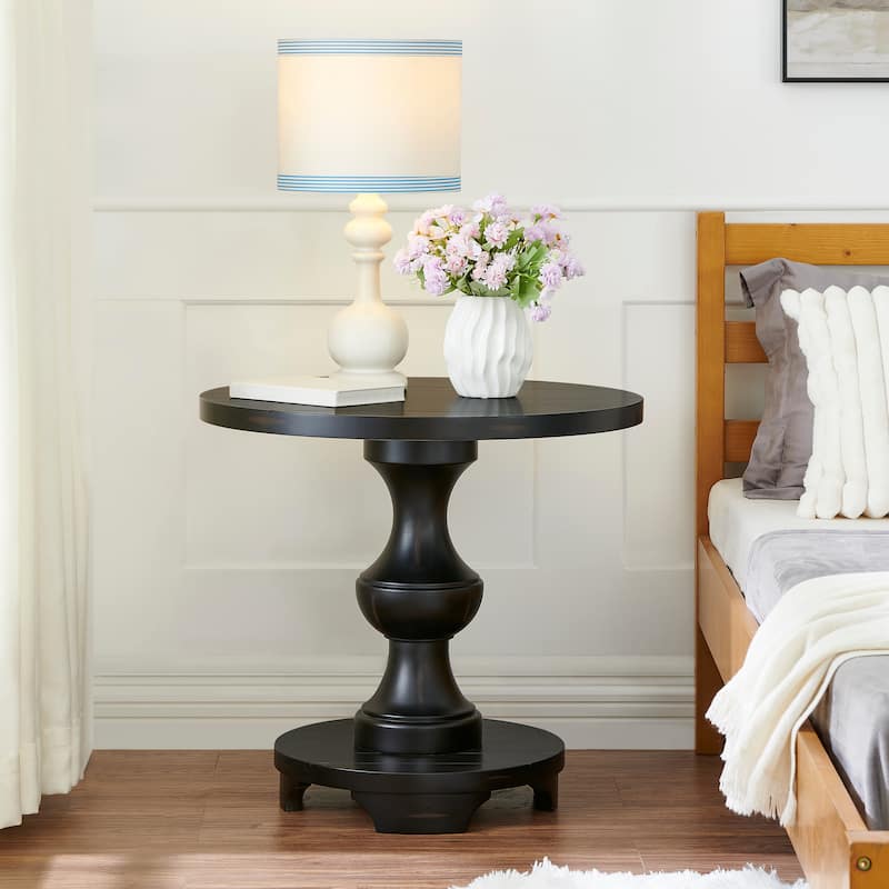 Traditional Round Pedestal End Table