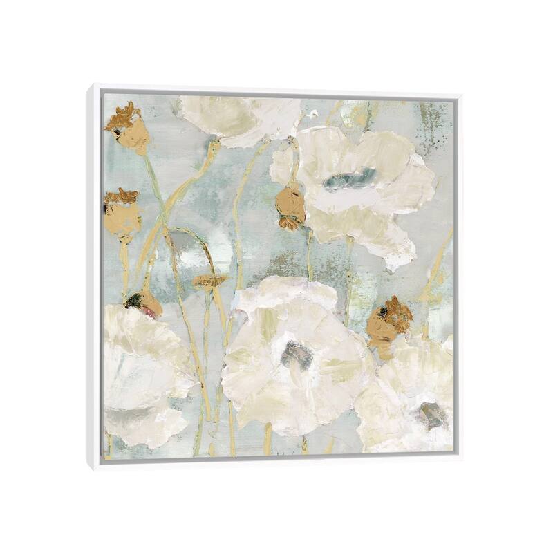 iCanvas "Poppies In The Wind Cream square" by Marie Elaine Cusson Framed Canvas Print - White - 26x26