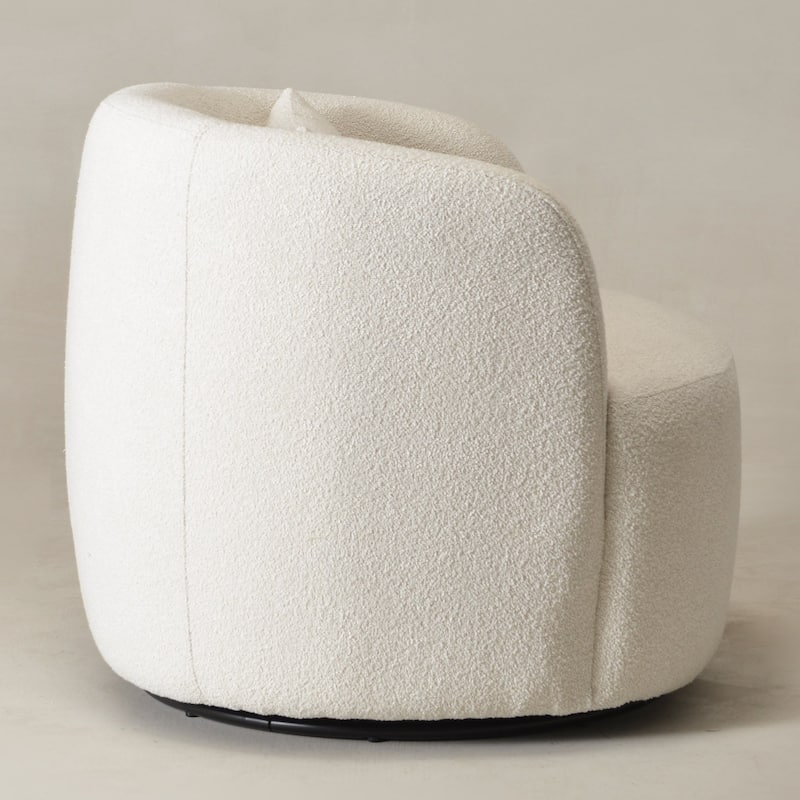 KINWELL 34" Sherpa Swivel Accent Chair Boucle Upholstered Armchair