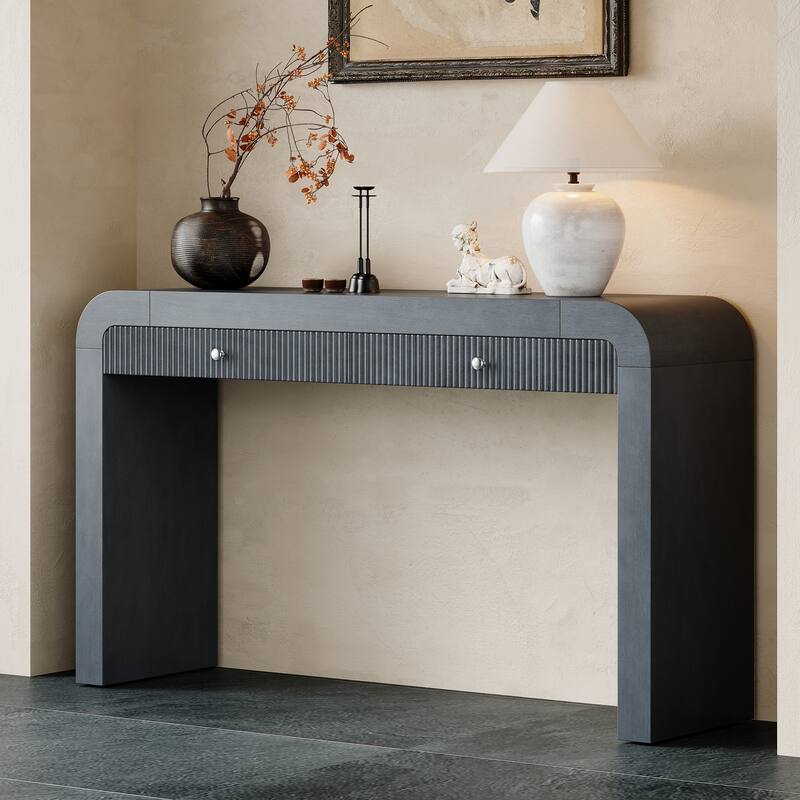 54.3''W Console Table with Fluted Drawer Front, Entryway Table, Sturdy Sofa Table for Hallway