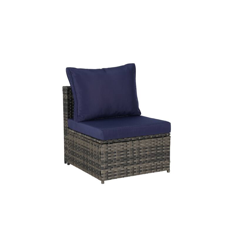6-Piece Outdoor Patio Wicker Sectional Sofa Set with Corner Table & Glass Top Table