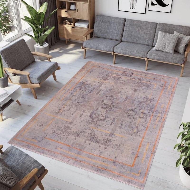 Contemporary Ziegler Damaris Blue Gray Bamboo Silk Rug - 7'11'' x 9'10''