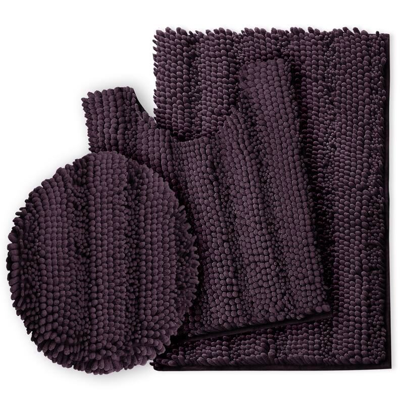 Clara Clark Chenille Extra Soft and Absorbent Bath Mat - Non Slip Fast Drying Bath Rug Set