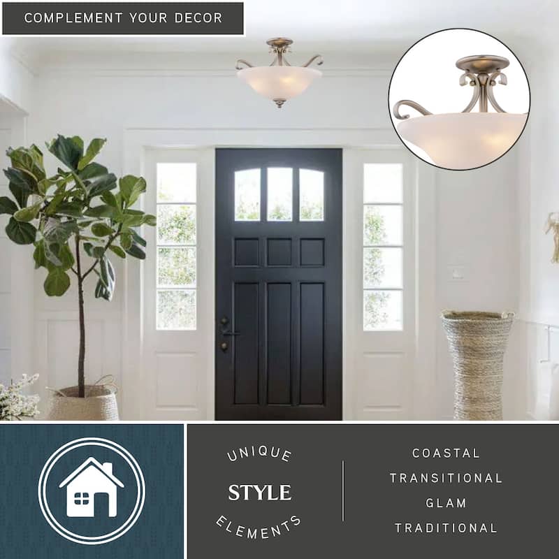 Monrovia 17-in W Dual Mount Semi Flush Ceiling Light or Pendant