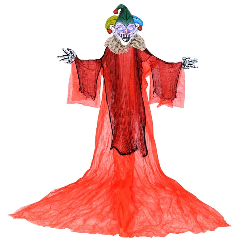 Costway 13.1 ft Halloween Hanging Clown w/ Wings Lighted Colorful Eyes - Multi