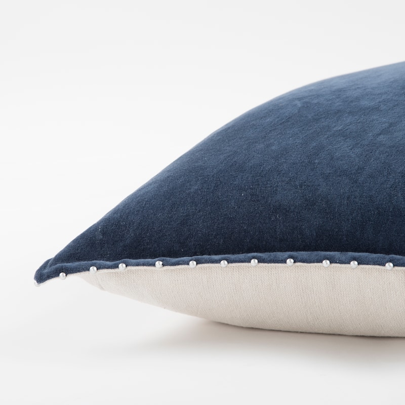 Rizzy Home Cotton Velvet Beaded Throw Pillow