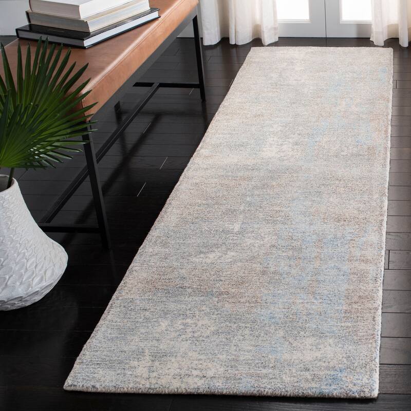 SAFAVIEH Handmade Restoration Vintage Katia Vintage Wool Rug - 2'3" x 8' Runner - Grey/Blue