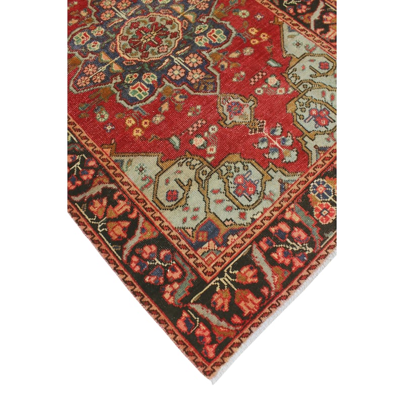 Fine Vintage Distressed Sher Red/Charcoal Rug - 4'3" x 6'6"