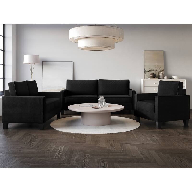 Clayfell Marcia Square Arm Chair/ Loveseat/ Sofa - Accent Chair , Loveseat and Sofa - Black