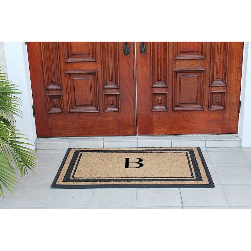A1HC Markham Border Natural Flocked Rubber Large Doormat 30"x48"