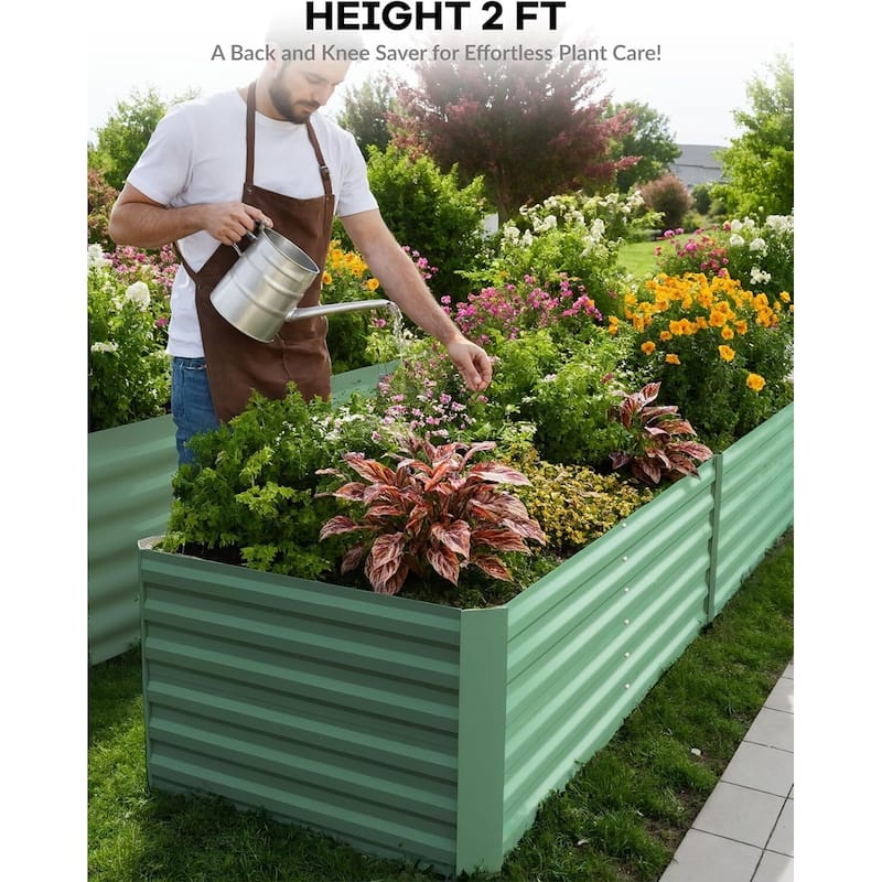Galvanized Raised Garden Bed, Deep Root Planter Box for Vegetables, Flowers