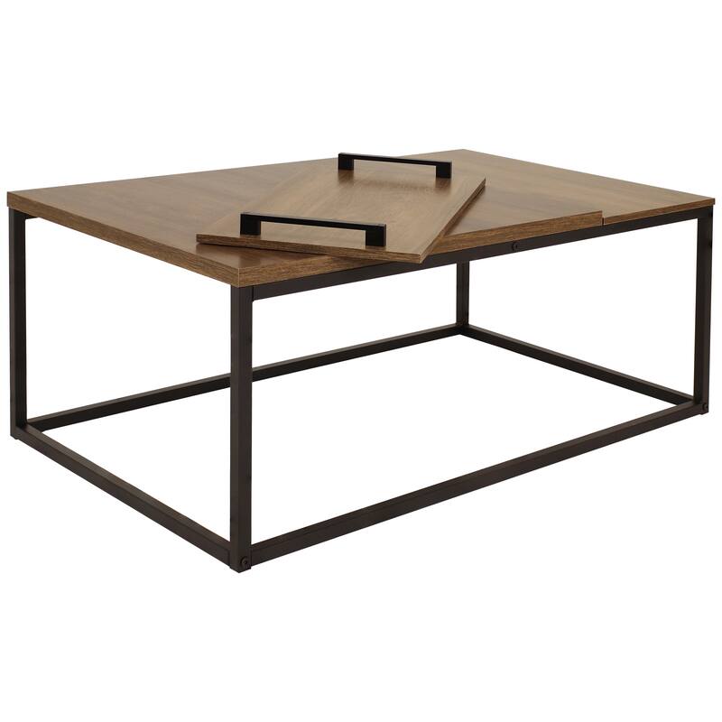 Industrial Coffee Table with Removable Serving Tray - 16 in H